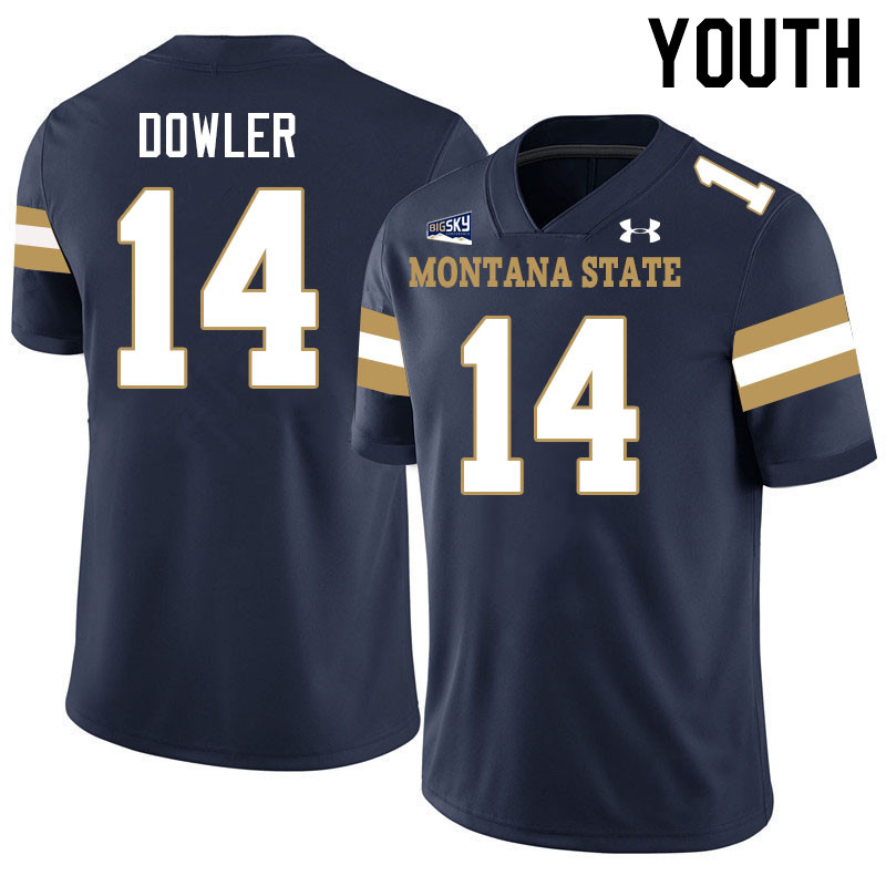 Youth #14 Taco Dowler Montana State Bobcats Jerseys Football Stitched-Navy